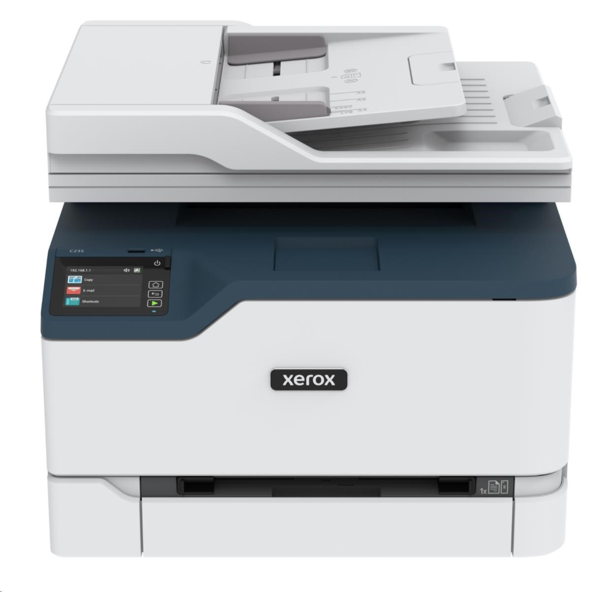 Xerox C235V_DNI,  farebný laser. multifunkcia,  A4,  22 strán za minútu,  obojstranný tlač,  ADF,  WiFi/ USB/ Ethernet,  512 MB 0 