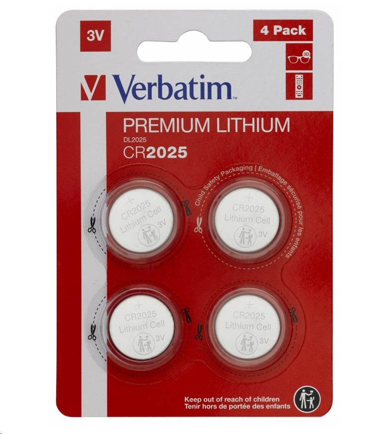 VERBATIM Lithium baterie CR2025 3V 4 Pack2 