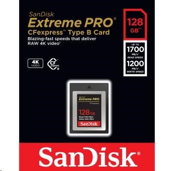 Karta SanDisk Extreme Pro CFexpress 128 GB,  typ B,  1700 MB/ s čítanie,  1200 MB/ s zápis3 