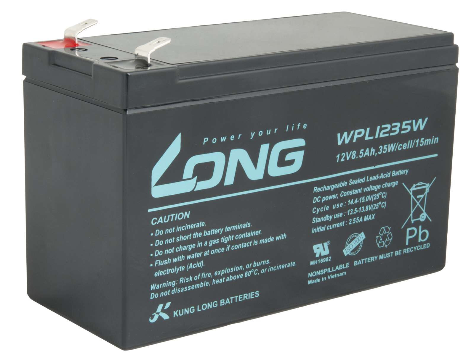 LONG batéria 12V 8, 5Ah F2 HighRate LongLife 9 rokov (WPL1235W)0 