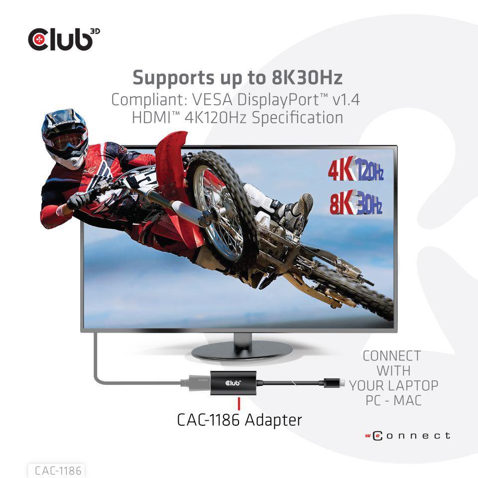 Club3D aktívny mini DisplayPort adaptér 1.4 na HDMI 4K120Hz s DSC1.2 M/ F1 