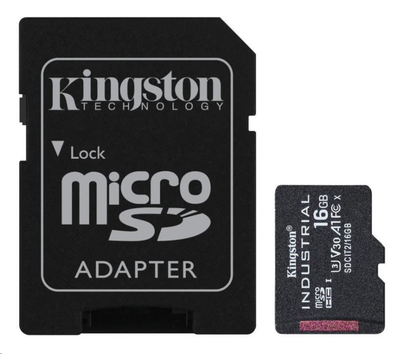Karta Kingston 16GB microSDHC Industrial C10 A1 pSLC + adaptér SD2 