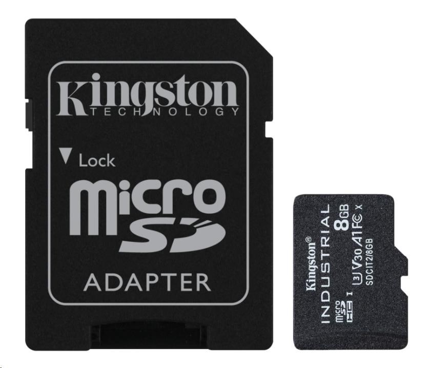 Karta Kingston 8GB microSDHC Industrial C10 A1 pSLC + adaptér SD0 