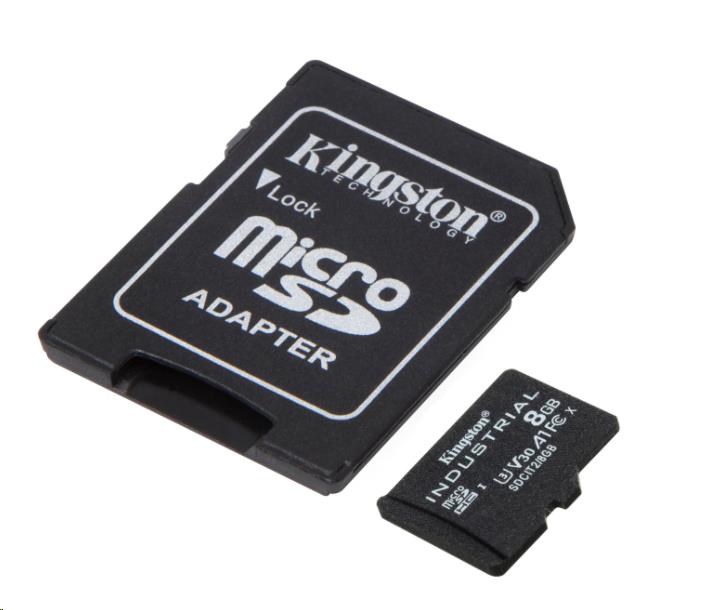 Karta Kingston 8GB microSDHC Industrial C10 A1 pSLC + adaptér SD1 