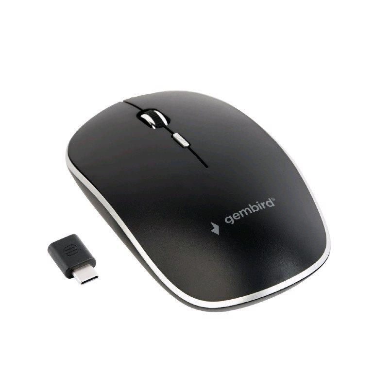 Myš GEMBIRD MUSW-4BSC-01,  bezdrôtová,  prijímač USB typu C,  čierna1 