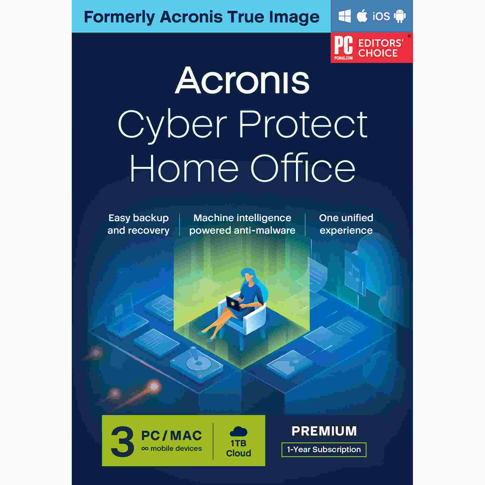 Acronis Cyber Protect Home Office Premium Subscription 3 počítače + 1 TB Acronis Cloud Storage - 1 rok predplatného ES0 