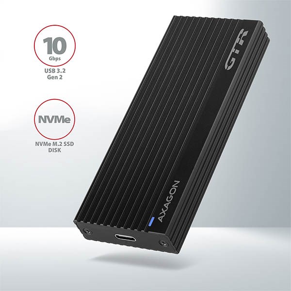 AXAGON EEM2-GTR,  USB-C 3.2 Gen 2 - M.2 NVMe SSD kovový box THIN RIB1 