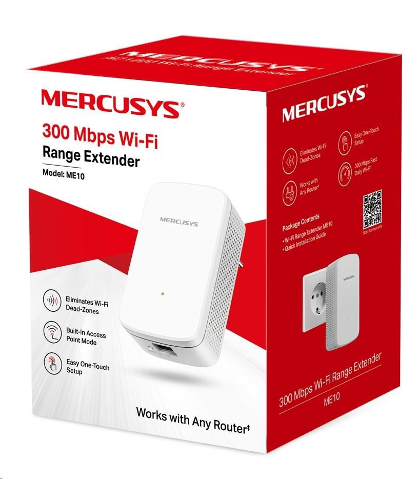 MERCUSYS ME10 WiFi4 Extender/ Repeater (N300, 2, 4GHz, 1x100Mb/ s LAN)6 