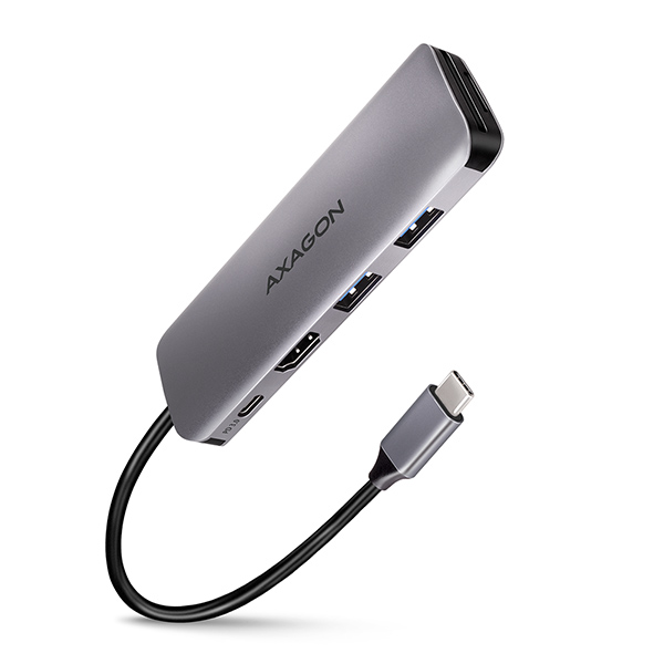 AXAGON HMC-5,  USB 3.rozbočovač 2. generácie,  2x porty USB-A,  HDMI,  slot SD/ microSD,  100W PD,  20cm kábel USB-C6 
