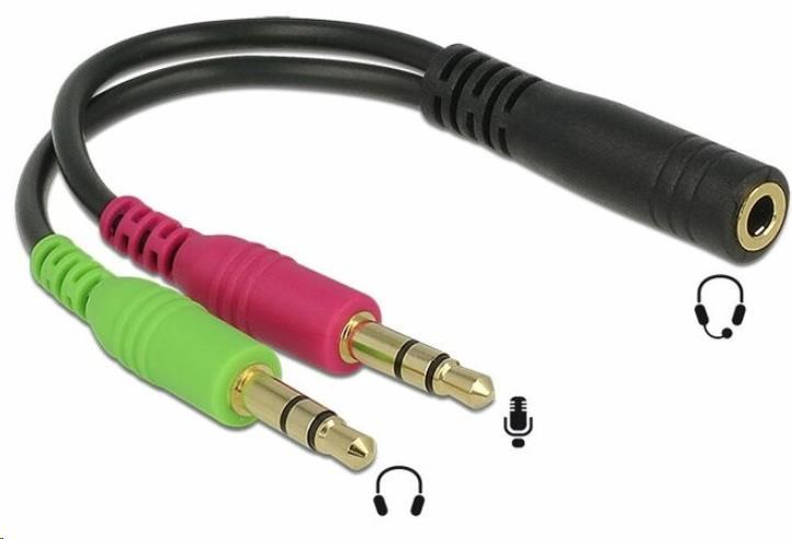 Adaptér PREMIUMCORD 4-pólový jack3, 5 mm pre slúchadlá a mikrofón,  30 cm0 