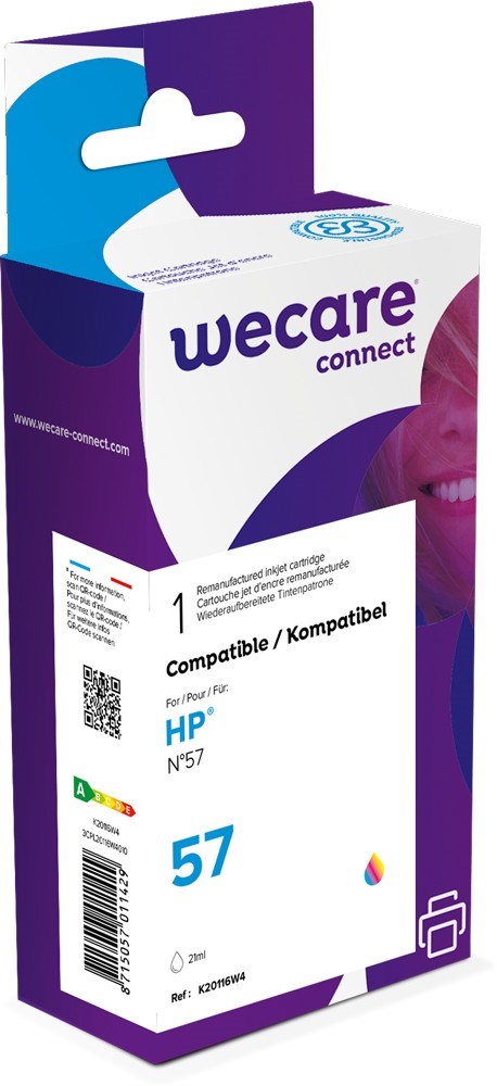 WECARE ARMOR kazeta pre HP Deskjet 450ci,  450cbi,  5150,  5550,  5652,  2175,  2510 ph (C6657A),  3 farby,  21ml,  550str0 