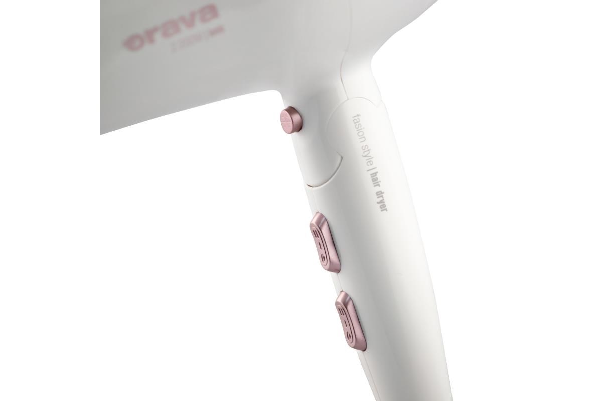 Orava HD-424 fén,  2000-2200 W,  ionizace,  79 dB,  Cold Shot,  bílá /  růžová0 