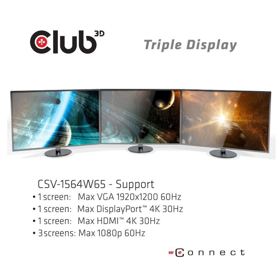 Dokovacia stanica Club3D USB-C 3.2 s napájacím adaptérom Triple Dynamic Display PD,  100 W6 