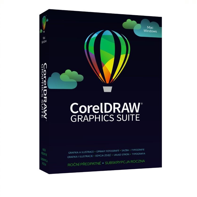 CorelDRAW Graphics Suite Education Prenájom licencie na 365 dní (51-250) Lic ESD (Windows/ MAC) EN/ FR/ DE/ IT/ SP/ BP/ NL/ CZ/ 2 