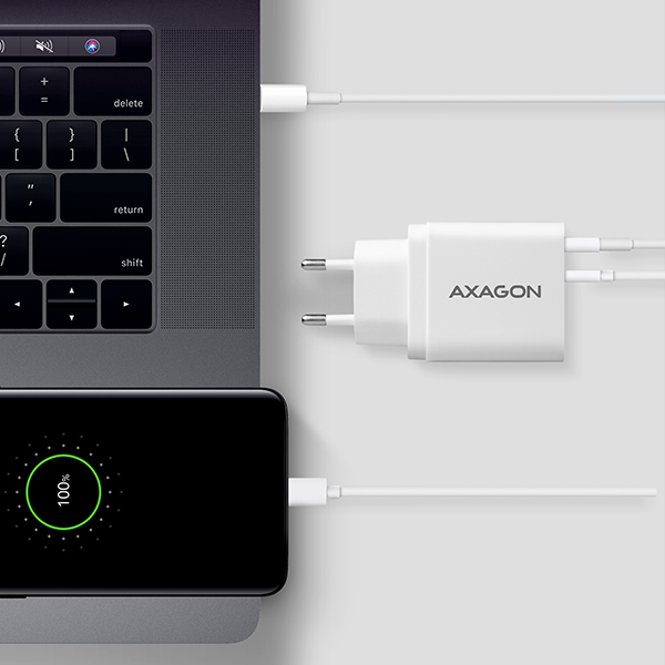 AXAGON ACU-PQ22W,  sieťová nabíjačka PD & QC 22 W,  2x port (USB-A + USB-C),  PD3.0/ QC3.0/ AFC/ FCP/ Apple,  biela5 