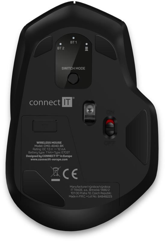 CONNECT IT Trojitá bezdrôtová myš SmartSwitch,  2.4 GHz a Bluetooth 5.0,  čierna4 