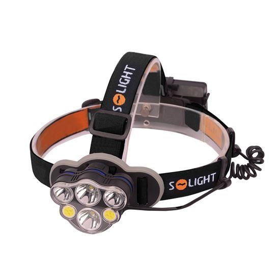 Solight LED čelové nabíjacie svietidlo, 550lm, Li-ion, USB3 