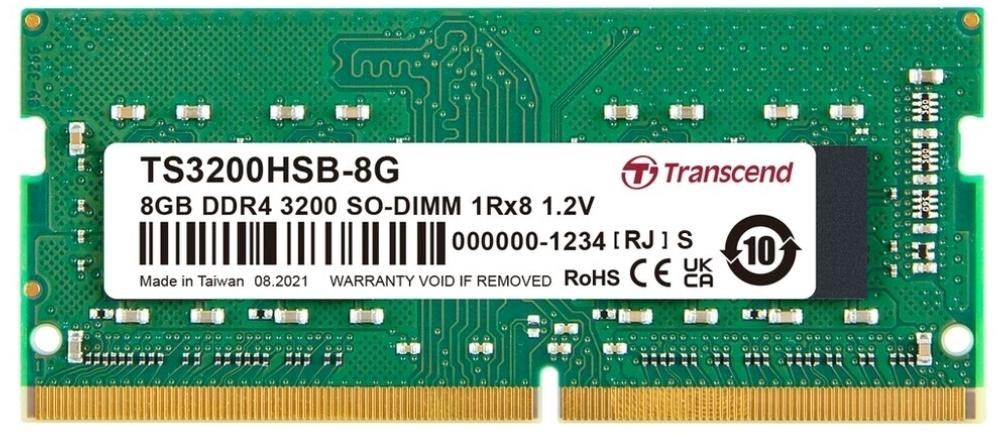 SODIMM DDR4 8GB 3200MHz TRANSCEND 1Rx8 1Gx8 CL22 1.2V0 