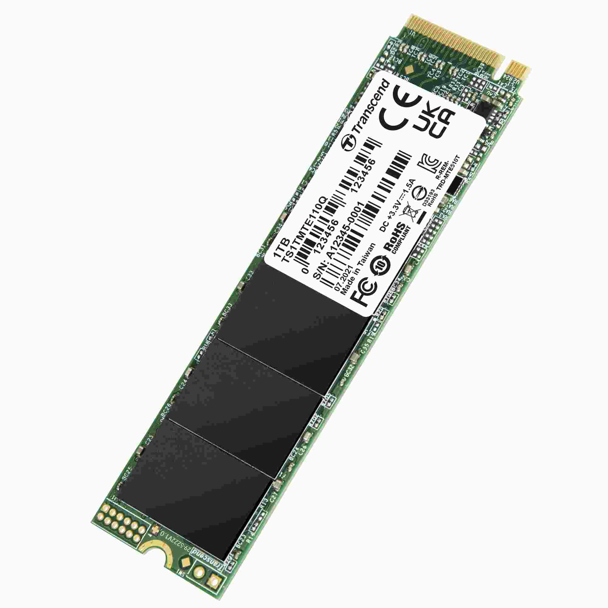 TRANSCEND SSD 110Q 1TB,  M.2 2280,  PCIe Gen3x4,  NVMe,  M-Key,  QLC,  bez DRAM2 