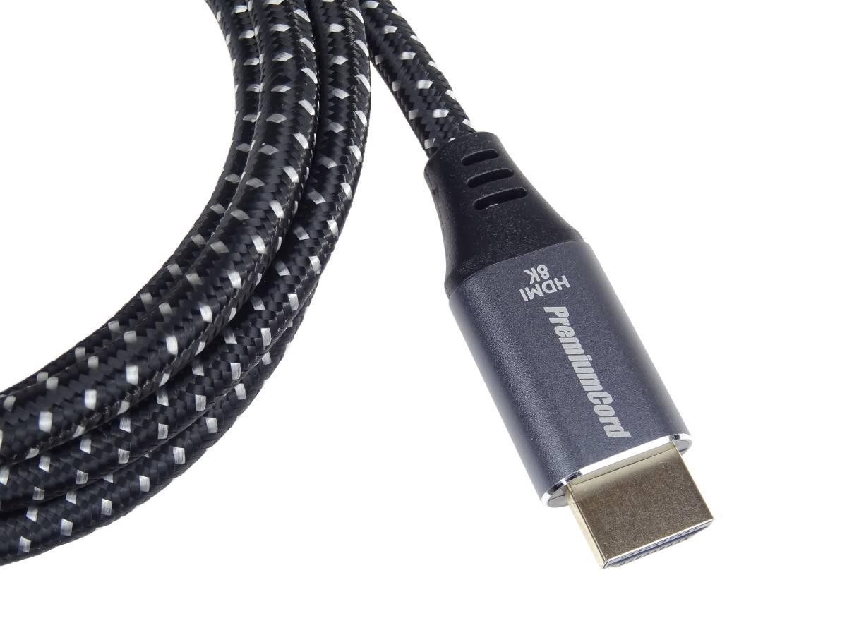 Kábel HDMI PREMIUMCORD 2.1 vysokorýchlostný + ethernetový kábel 8K@60Hz,  pozlátené konektory,  0, 5 m1 