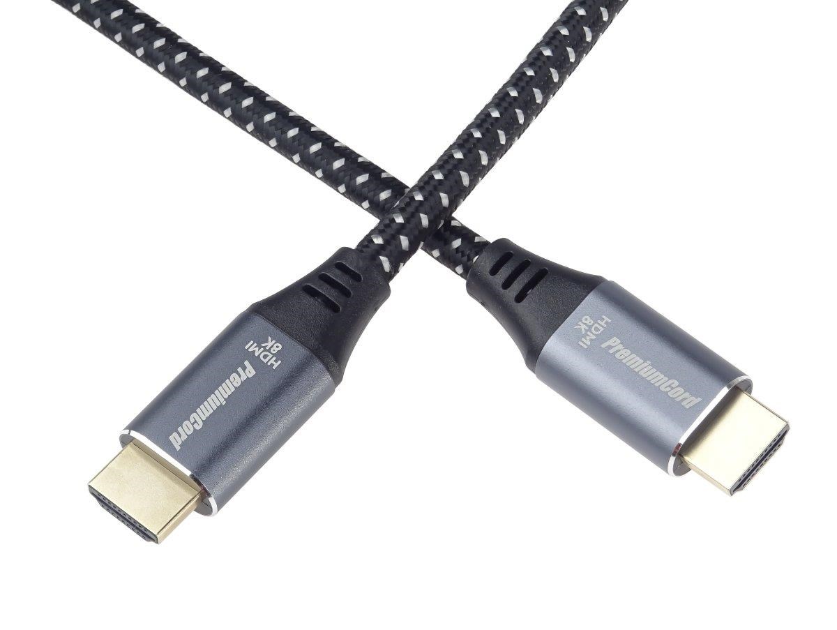 Kábel HDMI PREMIUMCORD 2.1 vysokorýchlostný + ethernetový kábel 8K@60Hz,  pozlátené konektory,  0, 5 m6 