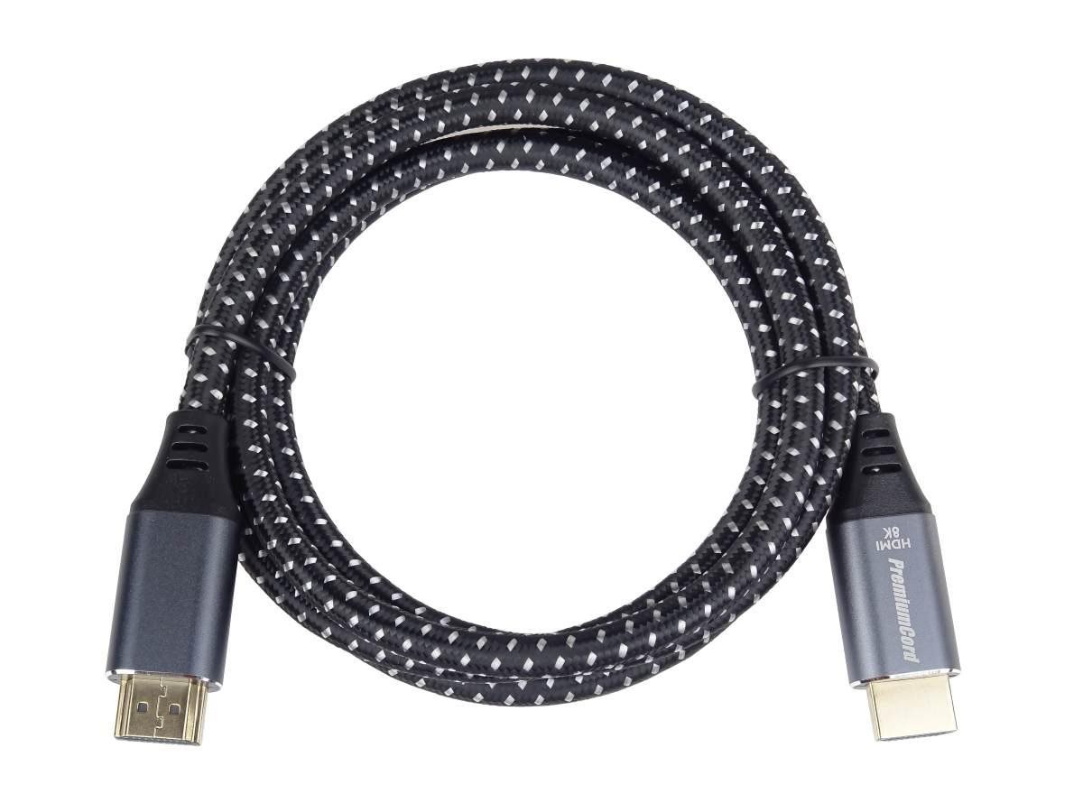 Kábel HDMI PREMIUMCORD 2.1 vysokorýchlostný + ethernetový kábel 8K@60Hz,  pozlátené konektory,  2 m2 