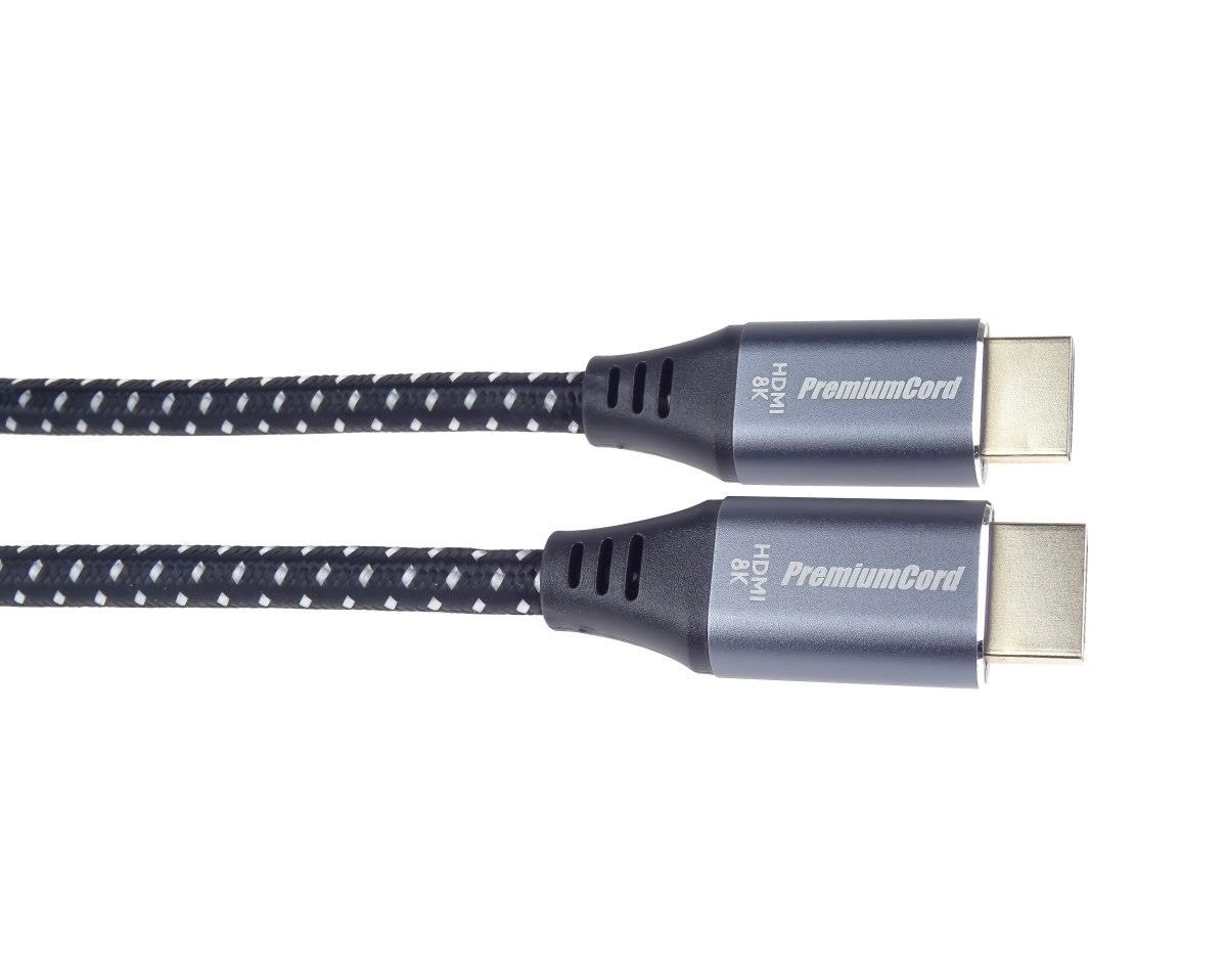 Kábel HDMI PREMIUMCORD 2.1 vysokorýchlostný + ethernetový kábel 8K@60Hz,  pozlátené konektory,  2 m4 