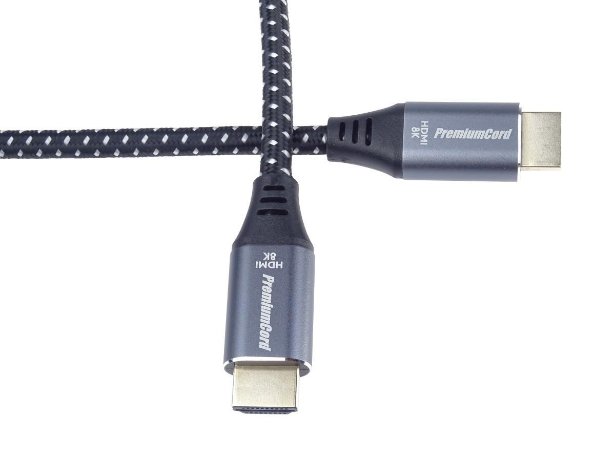 Kábel HDMI PREMIUMCORD 2.1 vysokorýchlostný + ethernetový kábel 8K@60Hz,  pozlátené konektory,  2 m5 