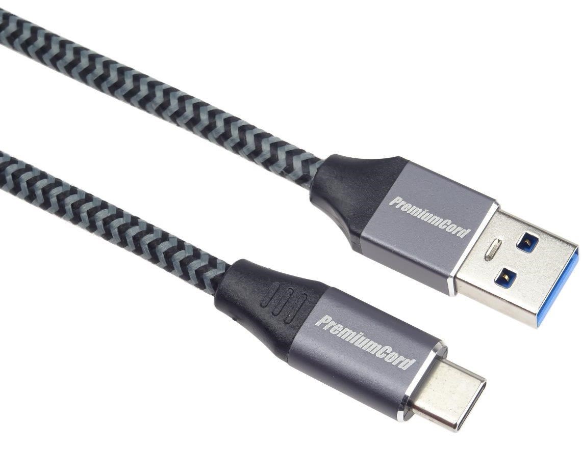 PREMIUMCORD USB-C na USB 3.0 A (USB 3.1 generácia 1,  3A,  5Gbit/ s) 0, 5 m opletenie5 