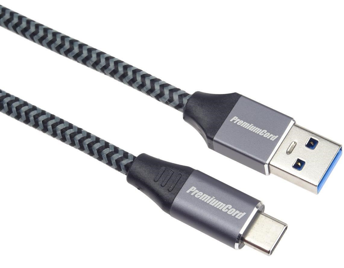 PREMIUMCORD USB-C na USB 3.0 A (USB 3.1 generácia 1,  3A,  5Gbit/ s) 1m opletenie2 