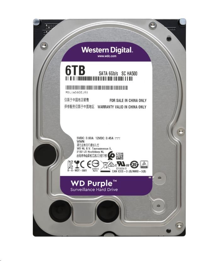 WD PURPLE WD63PURZ 6TB SATA/ 600 256MB cache,  nízka hlučnosť,  CMR1 