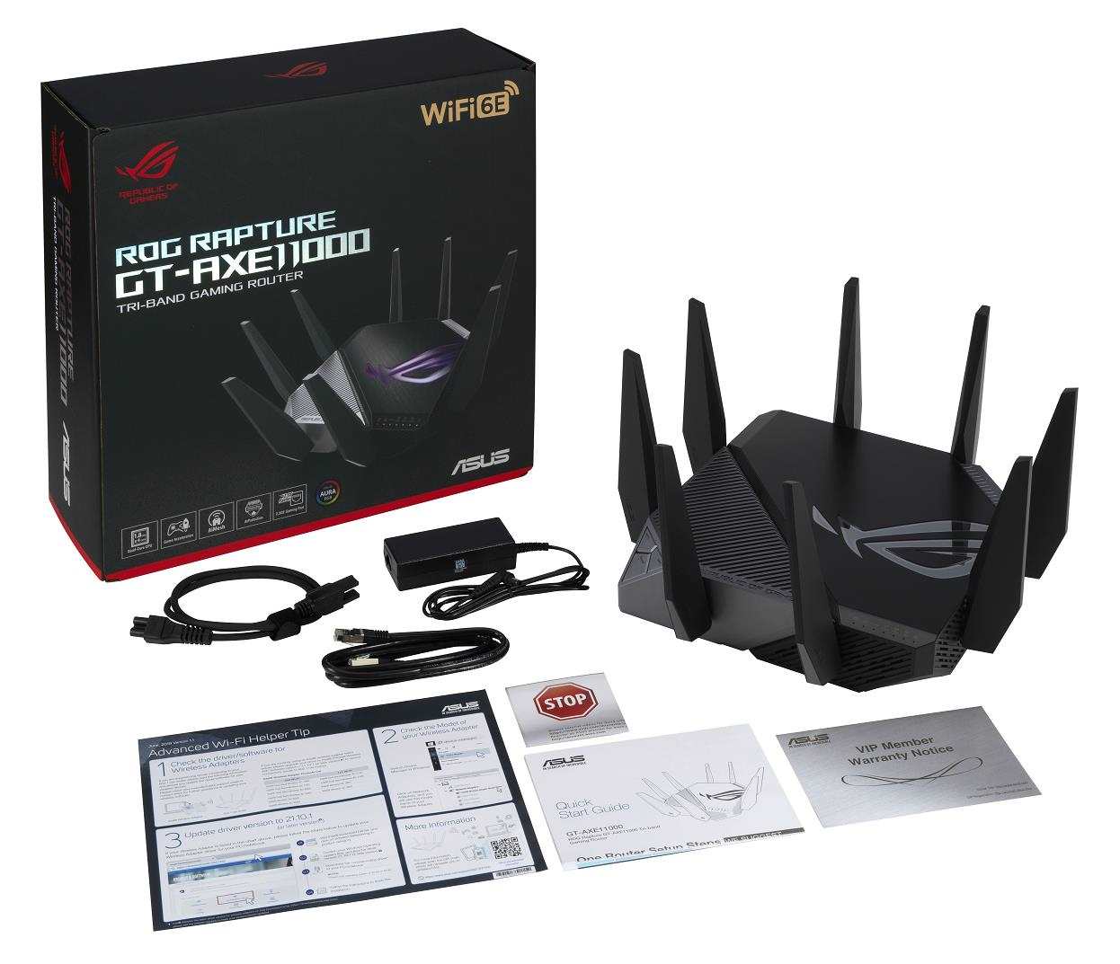ASUS ROG Rapture GT-AX11000 (AXE11000) WiFi 6E Extendable Gaming Router,  2.5G port,  Aimesh,  4G/ 5G Mobile Tethering9 