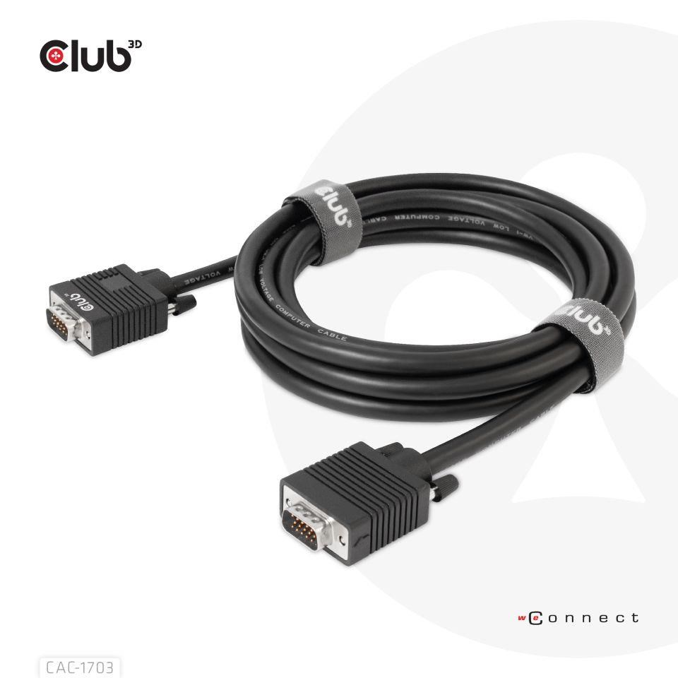 Club3D kabel oboustranný VGA,  M/ M,  28AWG,  3m6 