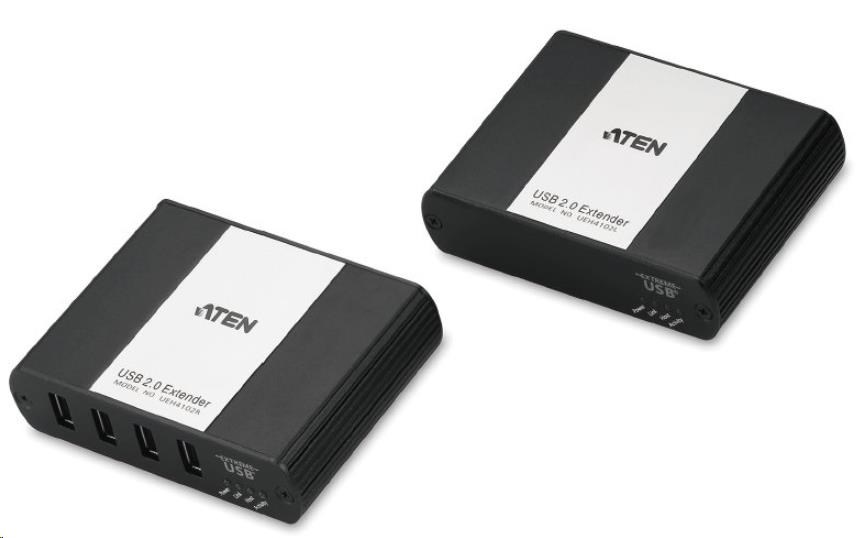 ATEN USB 2.0 predĺženie so 4-portovým rozbočovačom do 100 m cez LAN IP0 