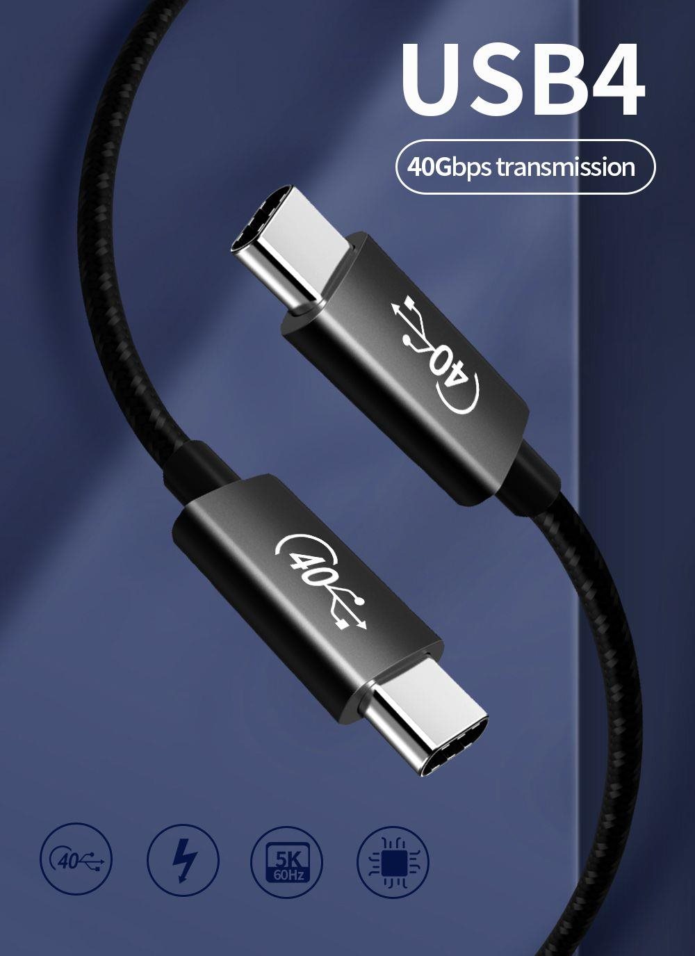 PREMIUMCORD USB4™ 40Gbps 8K@60Hz kábel Thunderbolt 3,  1, 2 m1 