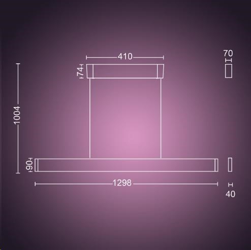 PHILIPS Ensis Svítidlo závěsné,  Hue White and color ambiance,  24V,  2x39W integr.LED,  Černá10 