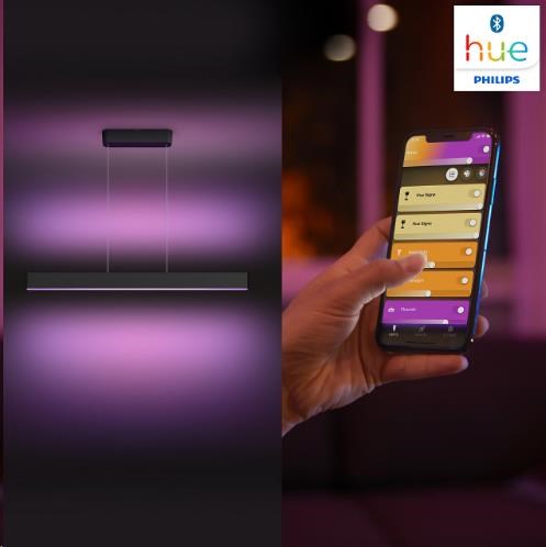 PHILIPS Ensis Svítidlo závěsné,  Hue White and color ambiance,  24V,  2x39W integr.LED,  Černá9 