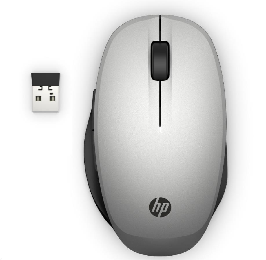Myš HP Dual Mode Silver Mouse 300 - myš bluetooth,  pripojenie k dvom počítačom súčasne1 