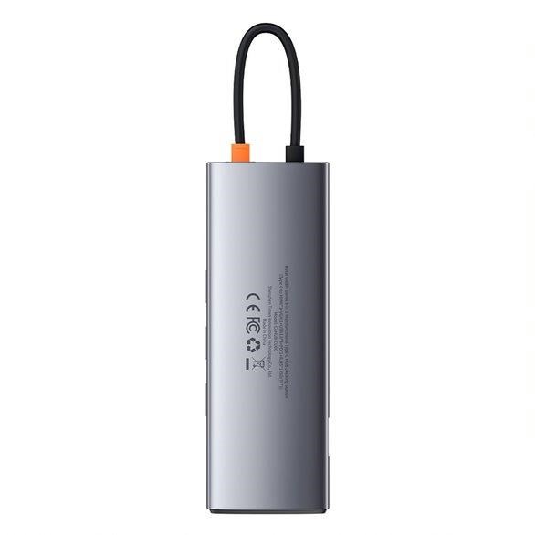 Baseus Metal Gleam Series 9v1 HUB Type-C (USB-C PD 100W, 3* USB 3.0, HDMI, VGA, RJ45, SD/TF port), sivá3 