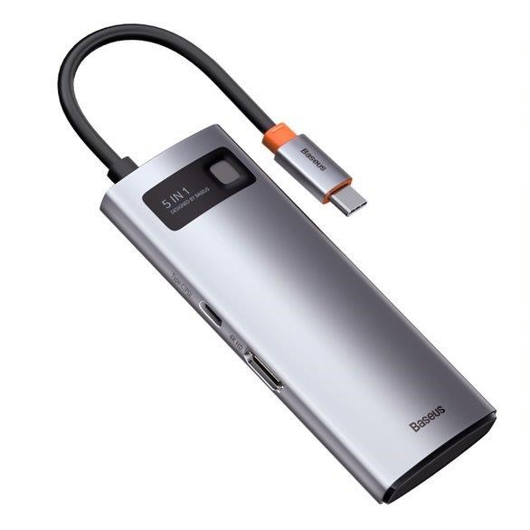 Baseus Metal Gleam Series 5v1 HUB Type-C (USB-C PD 100W,  3* USB 3.0,  HDMI) šedá4 