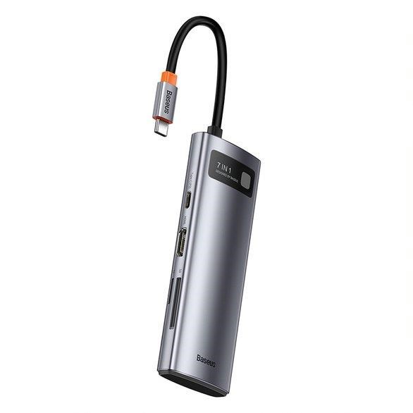 Baseus Metal Gleam Series 7v1 HUB Type-C (USB-C PD 100W, USB-C, 2* USB 3.0, HDMI, SD TF port) šedá5 