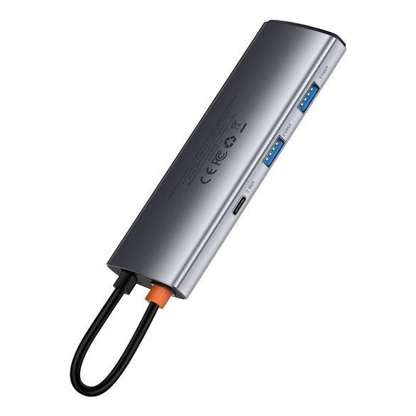 Baseus Metal Gleam Series 7v1 HUB Type-C (USB-C PD 100W, USB-C, 2* USB 3.0, HDMI, SD TF port) šedá1 