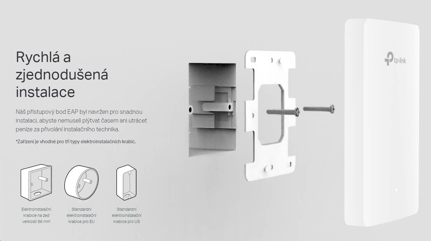 TP-Link EAP615-Wall OMADA WiFi6 AP (AX1800, 2, 4GHz/ 5GHz, 4xGbELAN, 1xPoE-in, 1xPoE-out, 13W)3 