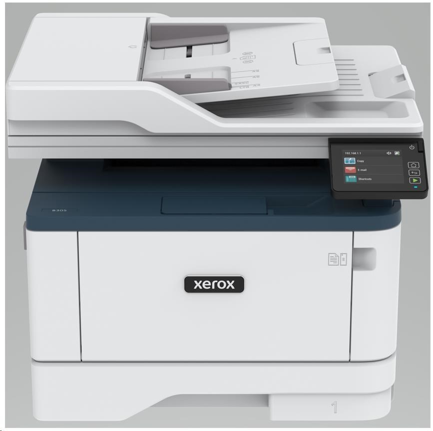 Xerox B305V_DNI B&W laser. MFZ,  A4,  512 MB,  DUPLEX,  ADF,  38 strán za minútu,  Ethernet/ Wifi/ USB,  Apple AirPrint3 