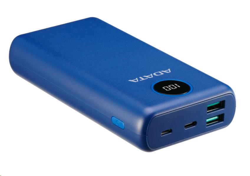 ADATA PowerBank P20000QCD - externá batéria pre mobilný telefón/ tablet 20000mAh,  2, 1A,  modrá (74Wh)1 