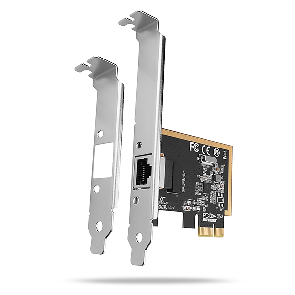 AXAGON PCEE-GRF,  sieťová karta PCIe - 1x Gigabit Ethernet port (RJ-45),  Realtek,  vrátane. LP3 