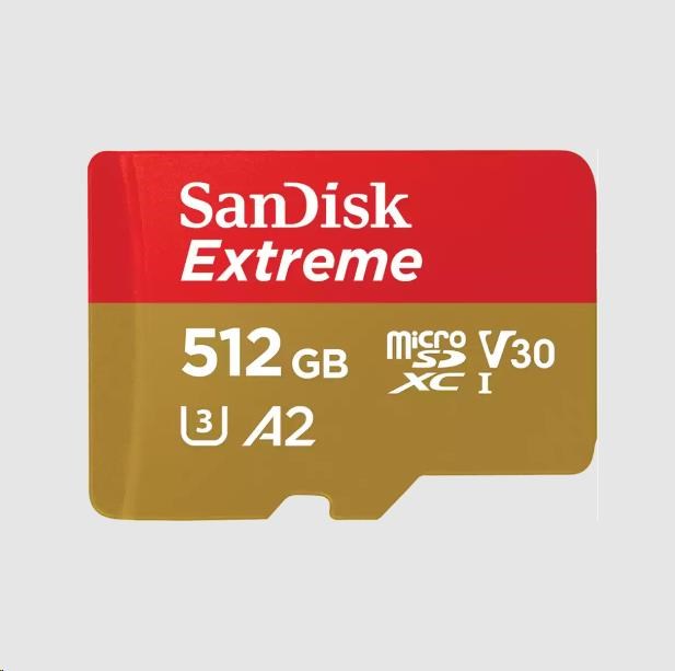 Karta SanDisk micro SDXC 512GB Extreme (190 MB/ s Class 10,  UHS-I U3 V30) + adaptér0 