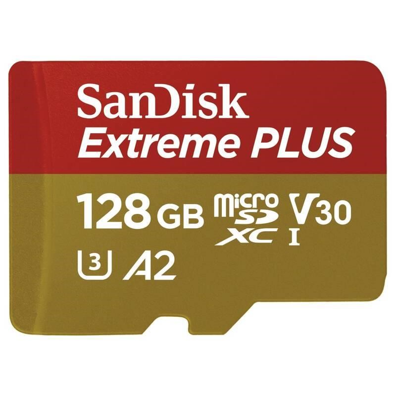 SanDisk Extreme PLUS/ micro SDXC/ 128GB/ 200MBps/ UHS-I U3/ Class 10/ + Adaptér2 
