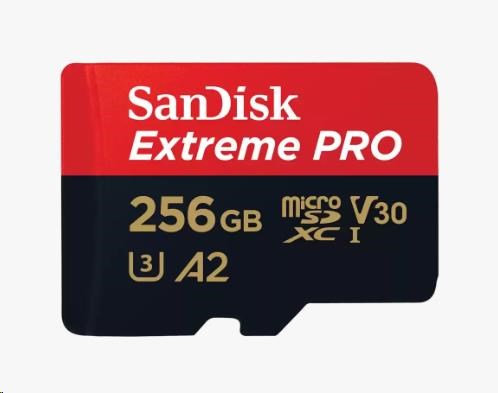 SanDisk micro SDXC karta 256GB Extreme PRO (200 MB/ s Class 10,  UHS-I U3 V30) + adaptér0 