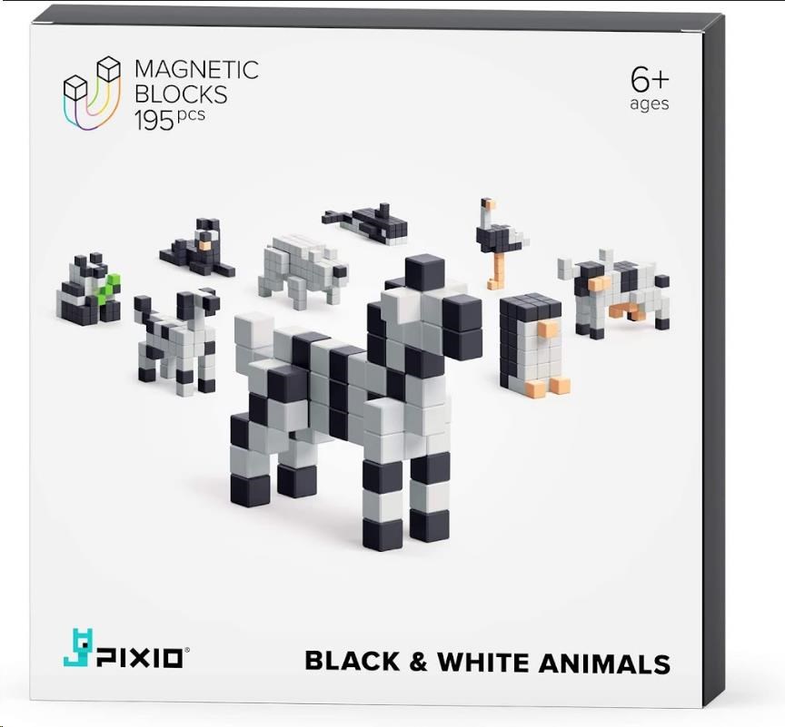 PIXIO Black & White Animals magnetická stavebnice0 